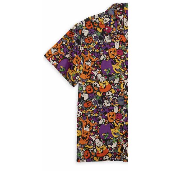 Disney Parks Adult Halloween Button Up Shirt Mickey Pumpkin Ghost Size Small New - Picture 4 of 4